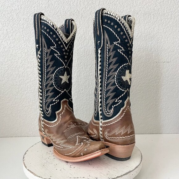 Lane RODEO HOUSTON Womens Cowboy Boots 8 Brown Western Cowgirl Mid Calf Tall - Picture 1 of 11